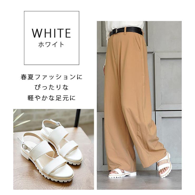日本製 ダブルベルト カジュアル サンダル ローヒール ぺたんこ | SHOE FANTASY | 詳細画像12 