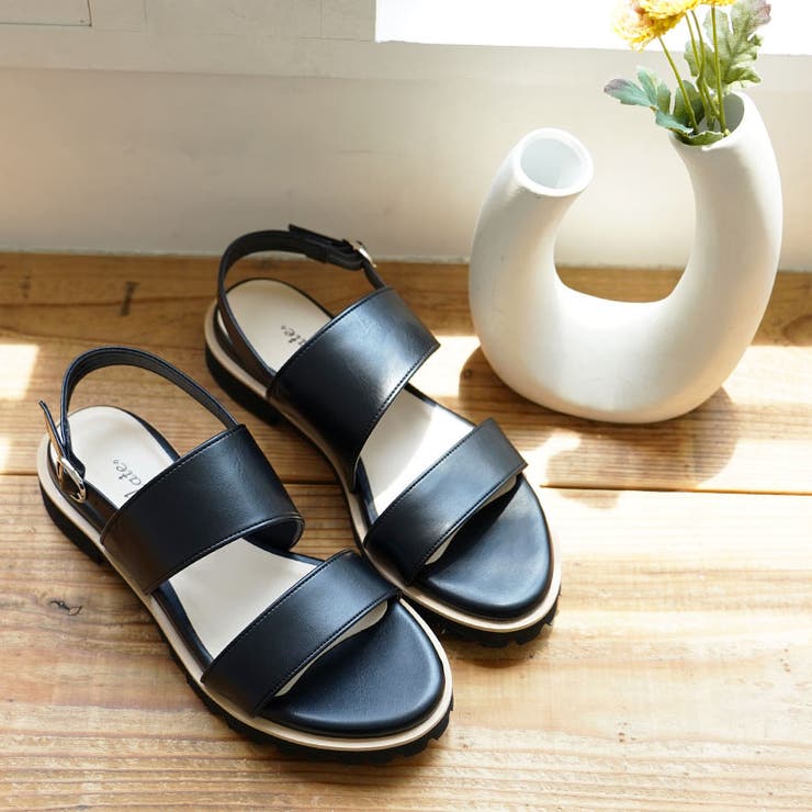 日本製 ダブルベルト カジュアル サンダル ローヒール ぺたんこ | SHOE FANTASY | 詳細画像23 