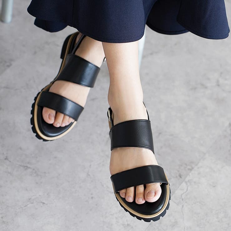 日本製 ダブルベルト カジュアル サンダル ローヒール ぺたんこ | SHOE FANTASY | 詳細画像25 