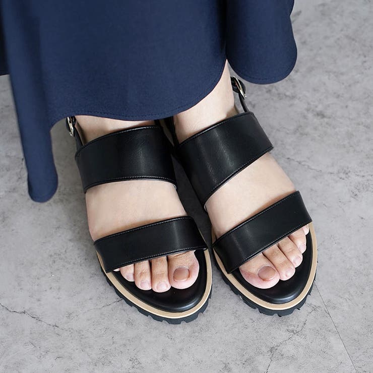 日本製 ダブルベルト カジュアル サンダル ローヒール ぺたんこ | SHOE FANTASY | 詳細画像27 