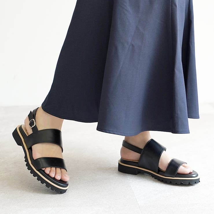 日本製 ダブルベルト カジュアル サンダル ローヒール ぺたんこ | SHOE FANTASY | 詳細画像28 