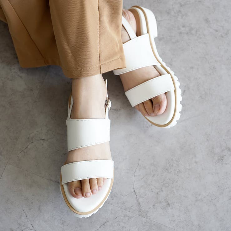 日本製 ダブルベルト カジュアル サンダル ローヒール ぺたんこ | SHOE FANTASY | 詳細画像32 