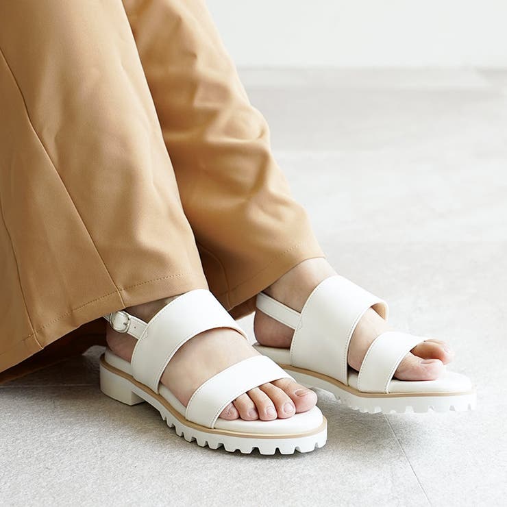 日本製 ダブルベルト カジュアル サンダル ローヒール ぺたんこ | SHOE FANTASY | 詳細画像34 