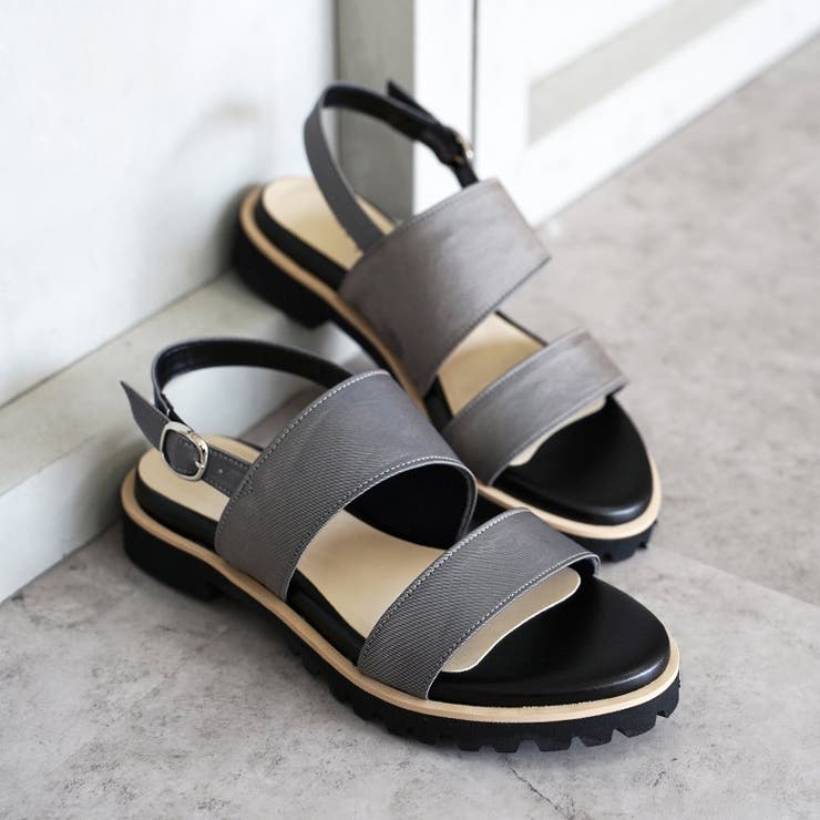 日本製 ダブルベルト カジュアル サンダル ローヒール ぺたんこ | SHOE FANTASY | 詳細画像39 