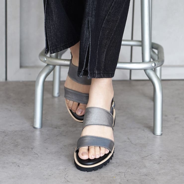 日本製 ダブルベルト カジュアル サンダル ローヒール ぺたんこ | SHOE FANTASY | 詳細画像40 