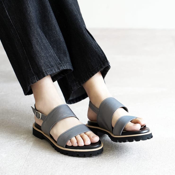 日本製 ダブルベルト カジュアル サンダル ローヒール ぺたんこ | SHOE FANTASY | 詳細画像42 