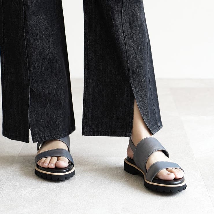 日本製 ダブルベルト カジュアル サンダル ローヒール ぺたんこ | SHOE FANTASY | 詳細画像43 