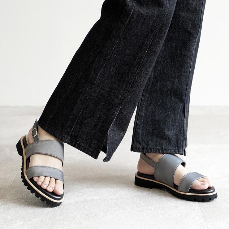 日本製 ダブルベルト カジュアル サンダル ローヒール ぺたんこ | SHOE FANTASY | 詳細画像44 