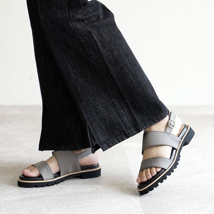 日本製 ダブルベルト カジュアル サンダル ローヒール ぺたんこ | SHOE FANTASY | 詳細画像45 