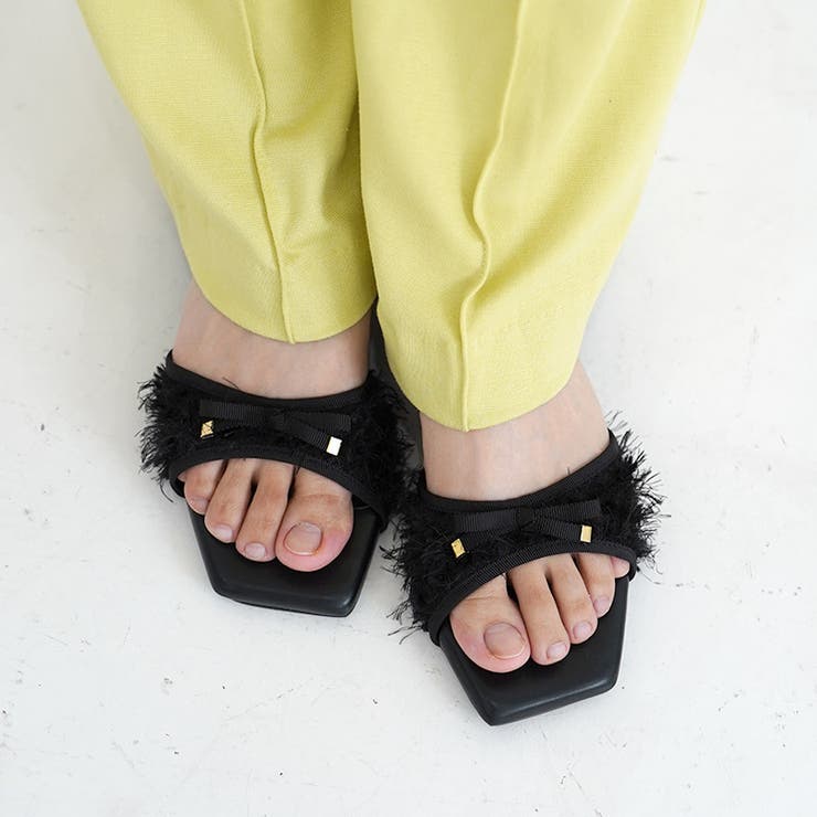 日本製 グログランリボン付き シャギーチュール サンダル | SHOE FANTASY | 詳細画像24 