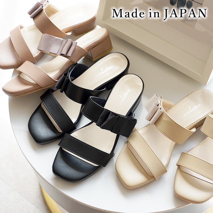 日本製 グログランリボン ダブルベルト ミュール サンダル | SHOE FANTASY | 詳細画像1 
