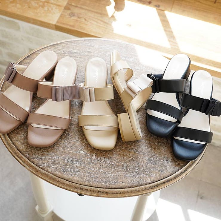 日本製 グログランリボン ダブルベルト ミュール サンダル | SHOE FANTASY | 詳細画像14 