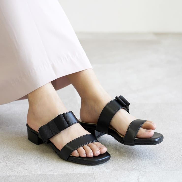 日本製 グログランリボン ダブルベルト ミュール サンダル | SHOE FANTASY | 詳細画像24 