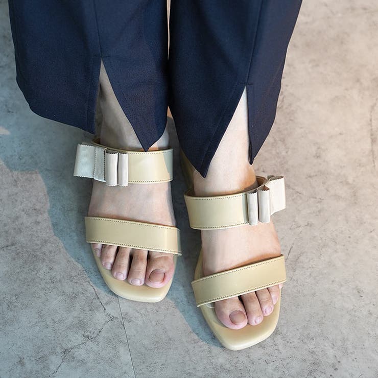 日本製 グログランリボン ダブルベルト ミュール サンダル | SHOE FANTASY | 詳細画像30 