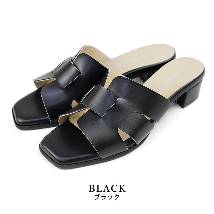 black | 日本製 カットワークミュールサンダル 痛くない 柔らかい | SHOE FANTASY