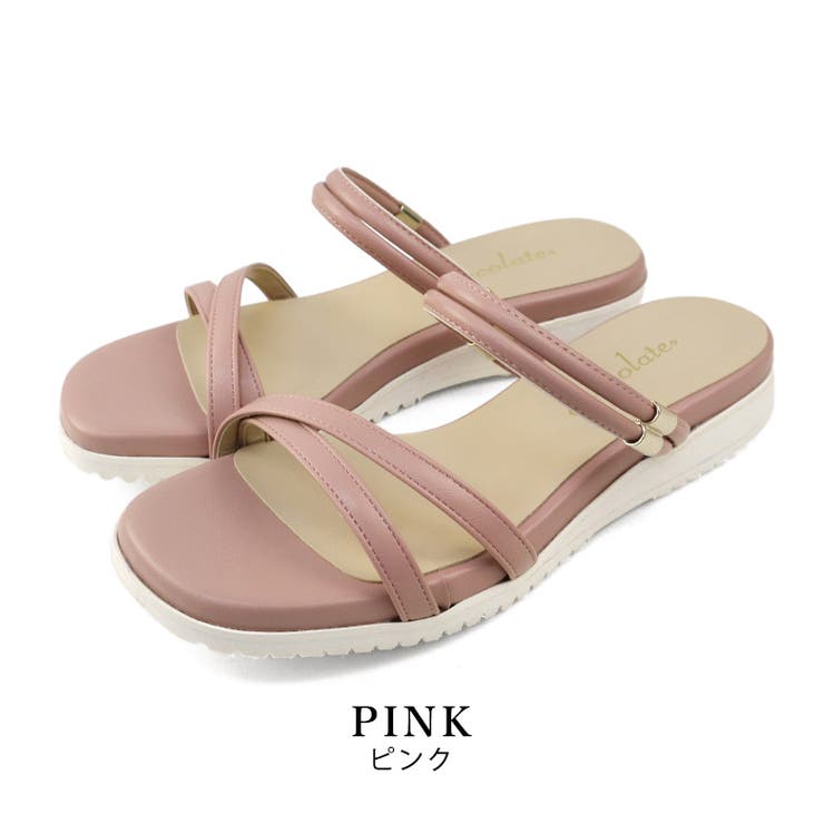 pink | 日本製 カジュアル 2way ベルト サンダル ローヒール ぺたんこ | SHOE FANTASY