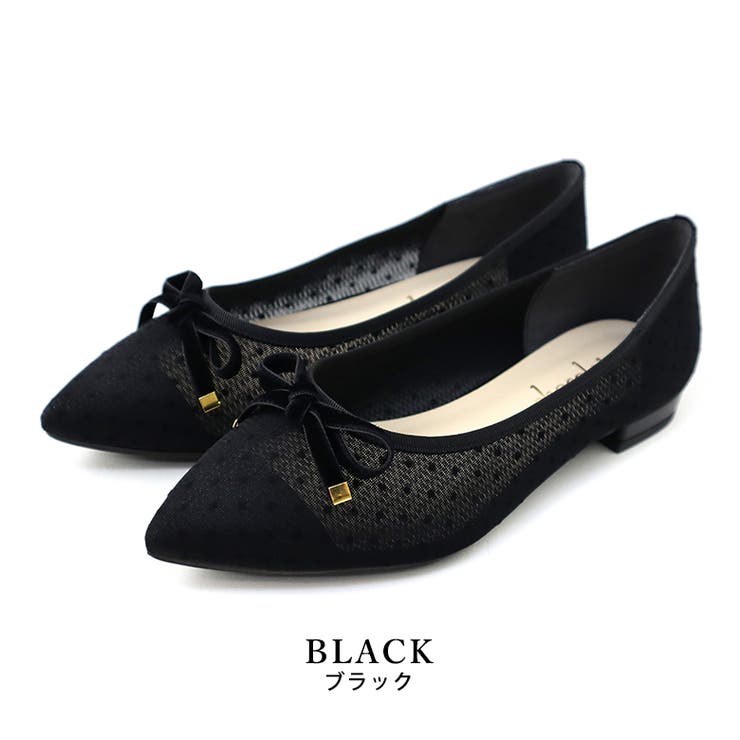 black | 日本製 ドットチュール バレエシューズ | SHOE FANTASY