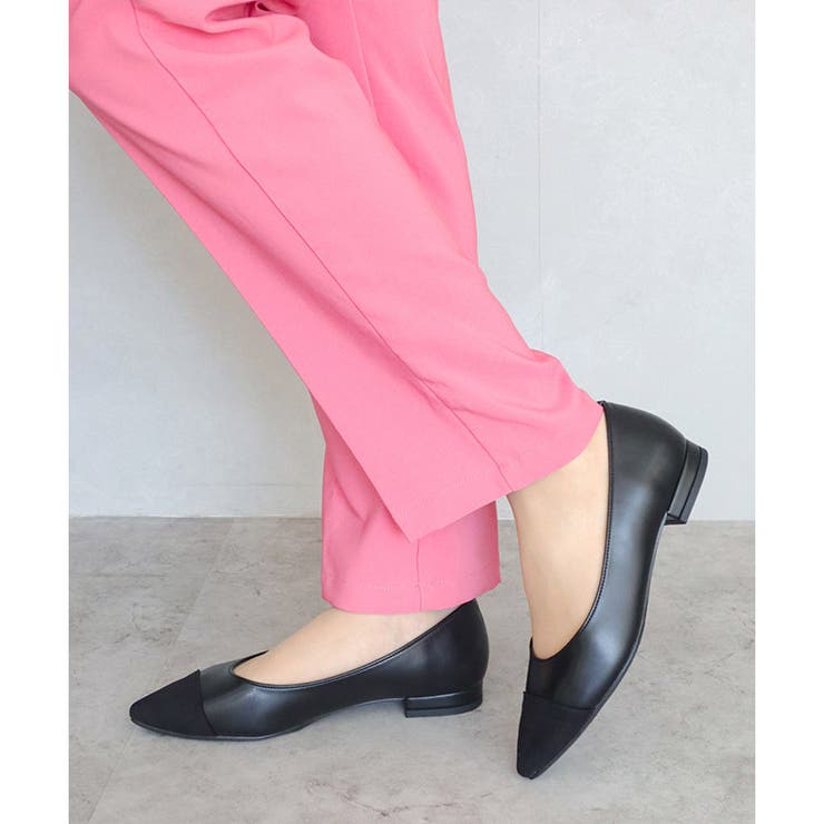 日本製 ポインテッドトゥ トゥキャップ パンプス ローヒール 幅広 | SHOE FANTASY | 詳細画像15 