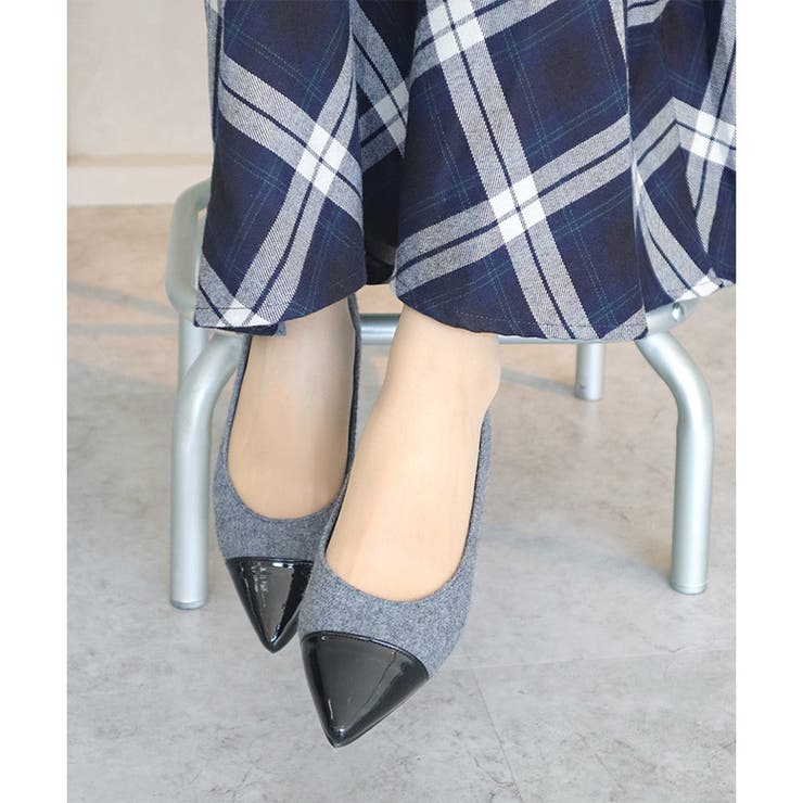 日本製 ポインテッドトゥ トゥキャップ パンプス ローヒール 幅広 | SHOE FANTASY | 詳細画像26 