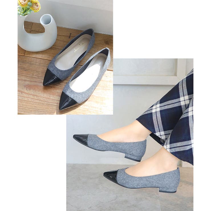 日本製 ポインテッドトゥ トゥキャップ パンプス ローヒール 幅広 | SHOE FANTASY | 詳細画像27 