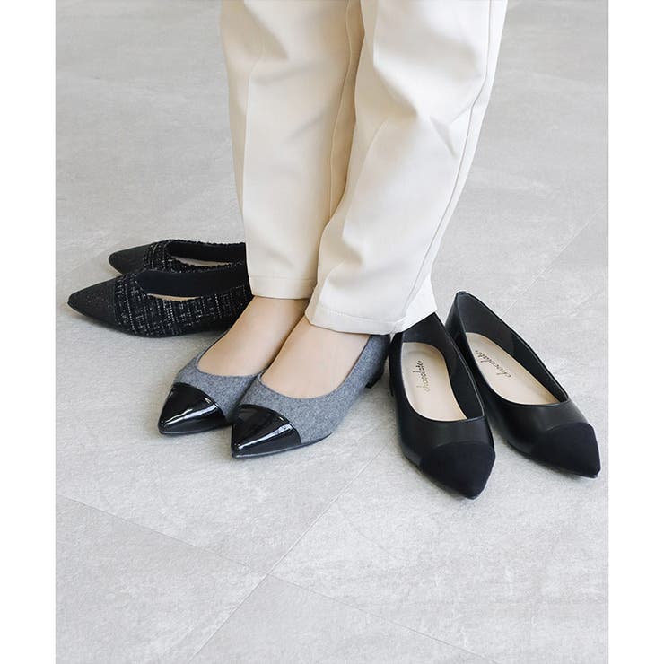 日本製 ポインテッドトゥ トゥキャップ パンプス ローヒール 幅広 | SHOE FANTASY | 詳細画像30 