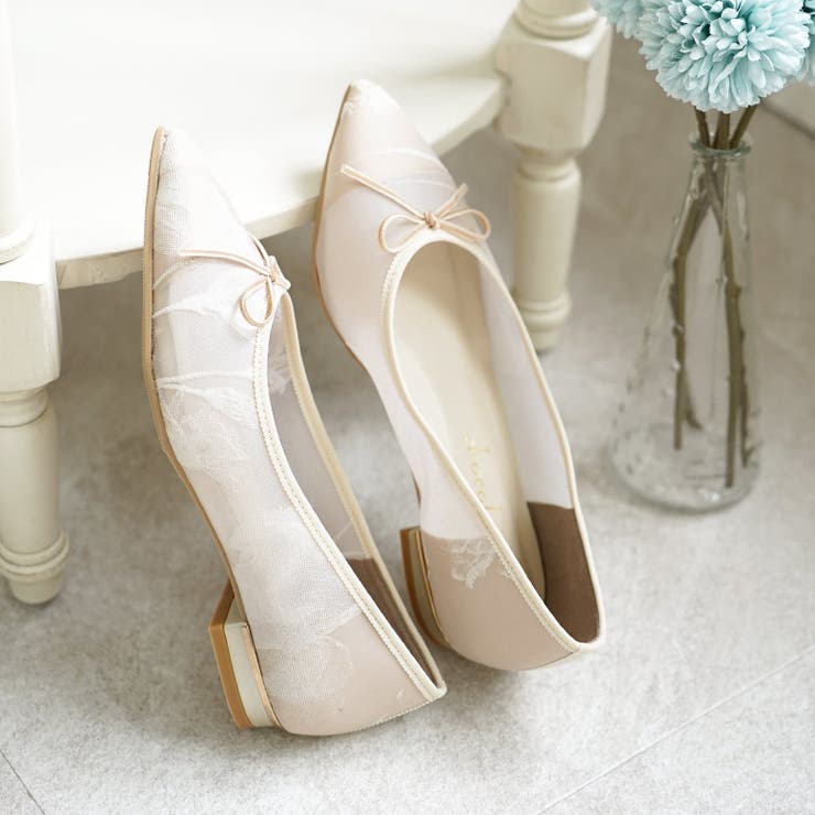 日本製 ポインテッドトゥ レースチュール バレエパンプス | SHOE FANTASY | 詳細画像29 
