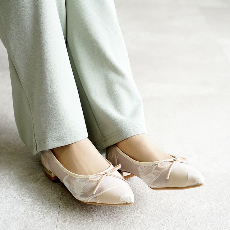 日本製 ポインテッドトゥ レースチュール バレエパンプス | SHOE FANTASY | 詳細画像34 