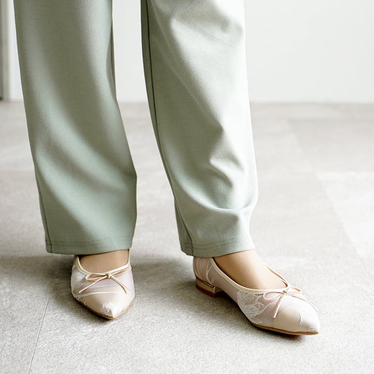 日本製 ポインテッドトゥ レースチュール バレエパンプス | SHOE FANTASY | 詳細画像35 