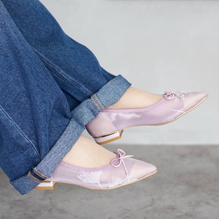 日本製 ポインテッドトゥ レースチュール バレエパンプス | SHOE FANTASY | 詳細画像40 