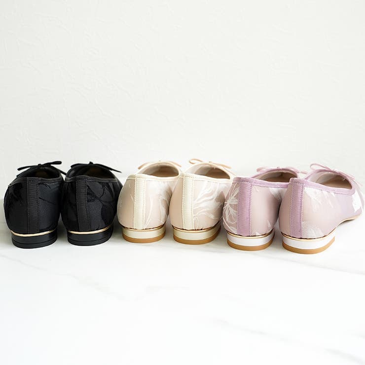 日本製 ポインテッドトゥ レースチュール バレエパンプス | SHOE FANTASY | 詳細画像21 