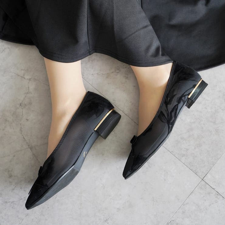 日本製 ポインテッドトゥ レースチュール バレエパンプス | SHOE FANTASY | 詳細画像24 