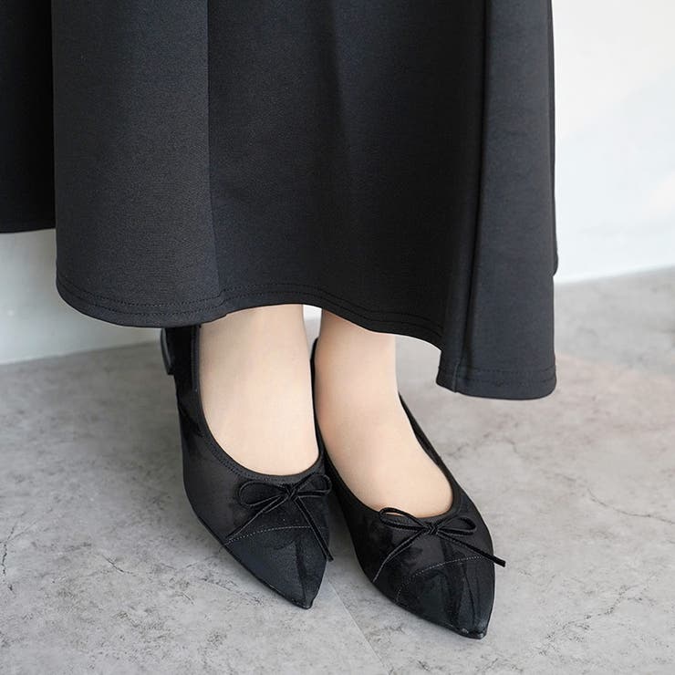 日本製 ポインテッドトゥ レースチュール バレエパンプス | SHOE FANTASY | 詳細画像25 