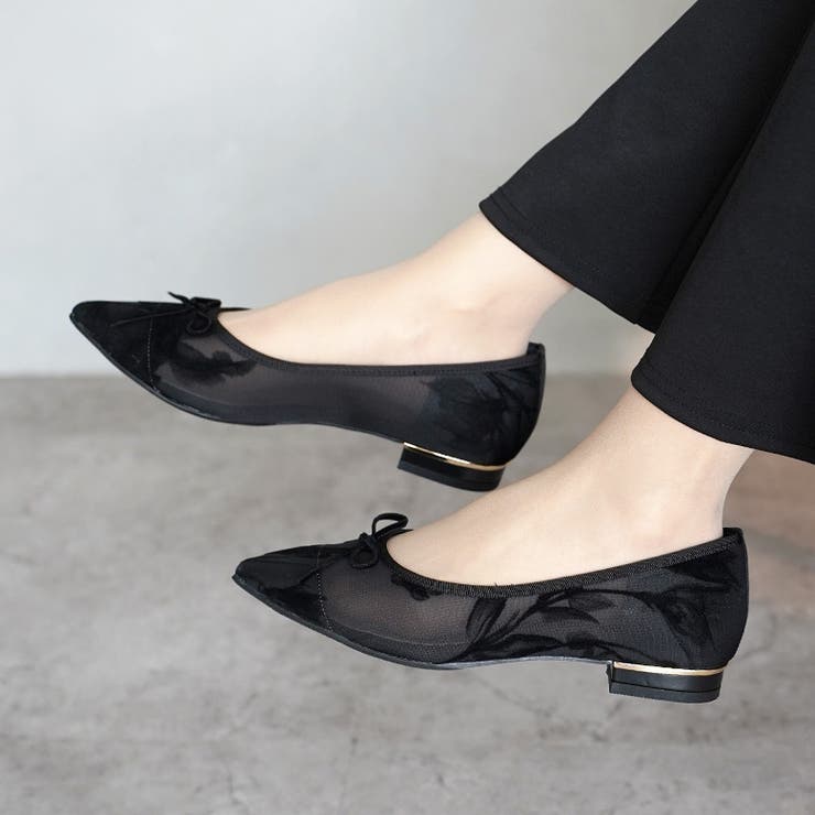 日本製 ポインテッドトゥ レースチュール バレエパンプス | SHOE FANTASY | 詳細画像26 
