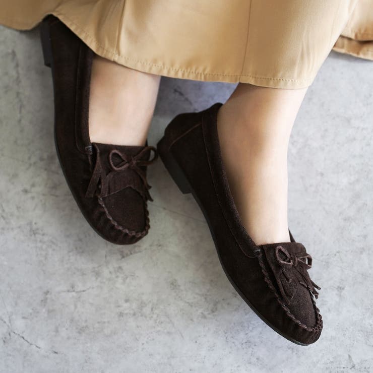 日本製 本革 モカシンシューズ 柔らかい ローヒール ぺたんこ フリンジ | SHOE FANTASY | 詳細画像24 