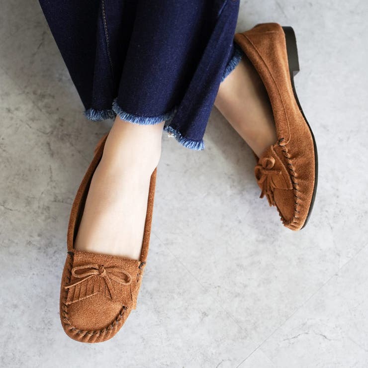 日本製 本革 モカシンシューズ 柔らかい ローヒール ぺたんこ フリンジ | SHOE FANTASY | 詳細画像29 