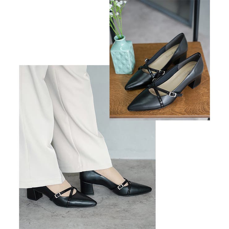 日本製 ポインテッドトゥ クロスベルト レインパンプス 晴雨兼用 | SHOE FANTASY | 詳細画像31 