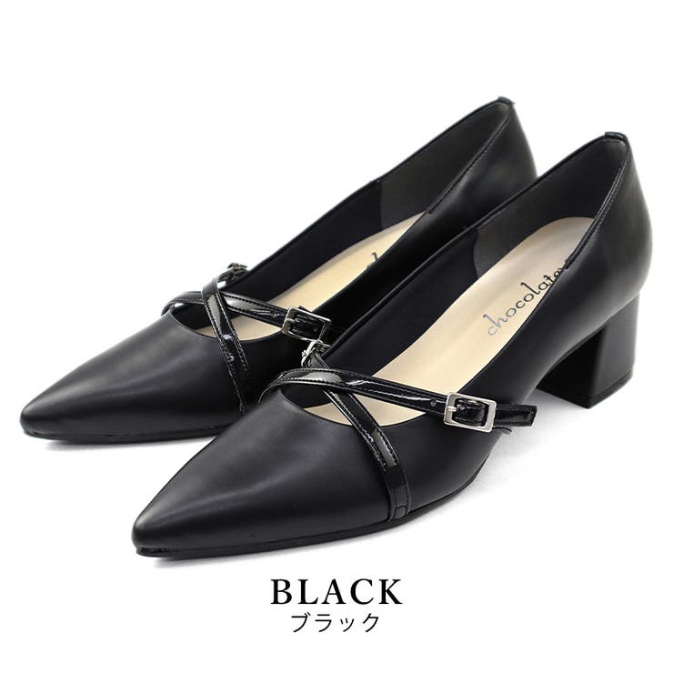 black | 日本製 ポインテッドトゥ クロスベルト レインパンプス 晴雨兼用 | SHOE FANTASY