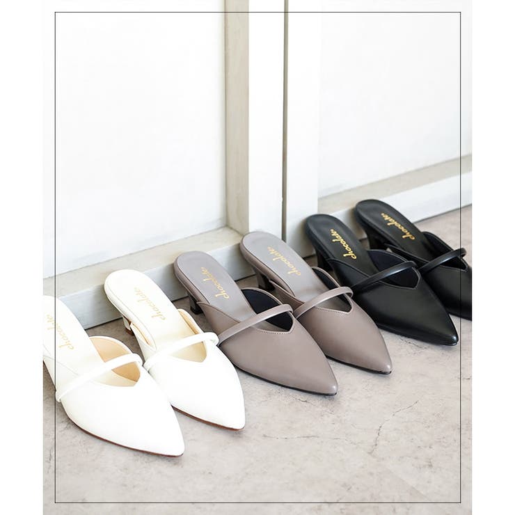 日本製 ポインテッドトゥ バンド ストラップ ミュール パンプス | SHOE FANTASY | 詳細画像2 