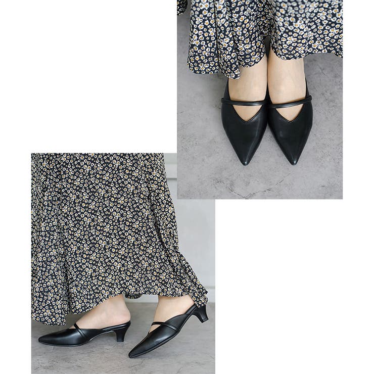 日本製 ポインテッドトゥ バンド ストラップ ミュール パンプス | SHOE FANTASY | 詳細画像16 