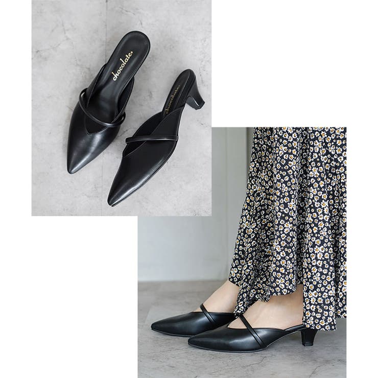 日本製 ポインテッドトゥ バンド ストラップ ミュール パンプス | SHOE FANTASY | 詳細画像17 