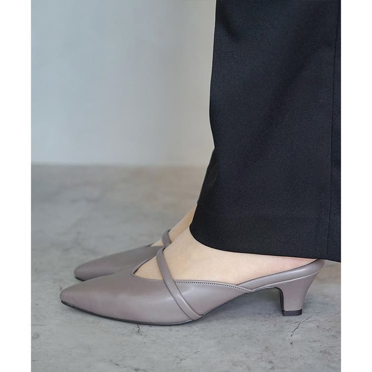 日本製 ポインテッドトゥ バンド ストラップ ミュール パンプス | SHOE FANTASY | 詳細画像21 