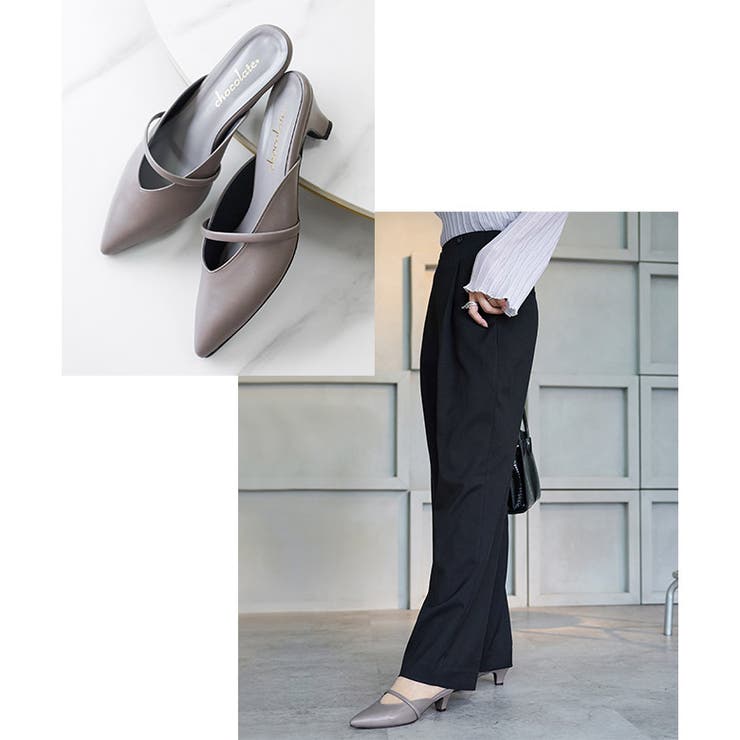 日本製 ポインテッドトゥ バンド ストラップ ミュール パンプス | SHOE FANTASY | 詳細画像24 