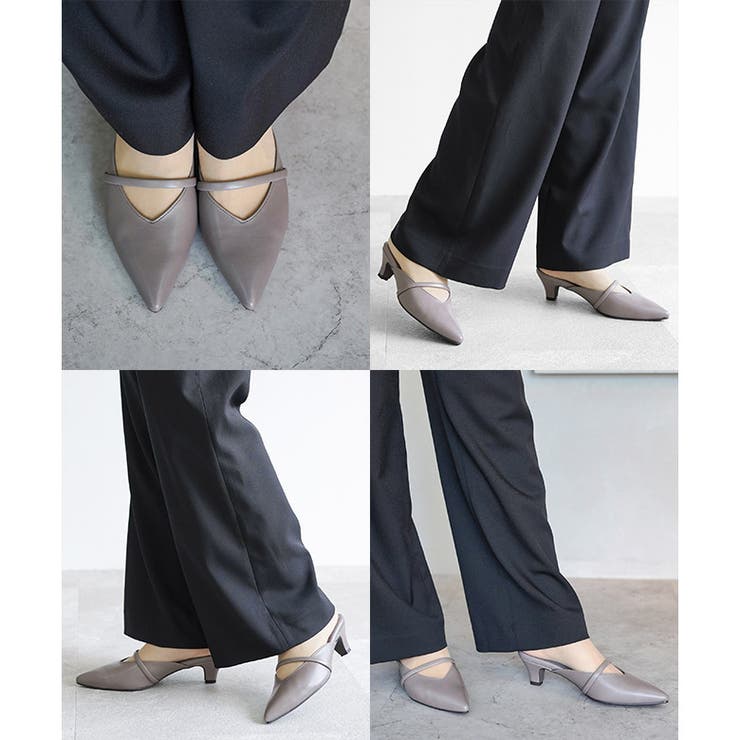 日本製 ポインテッドトゥ バンド ストラップ ミュール パンプス | SHOE FANTASY | 詳細画像25 
