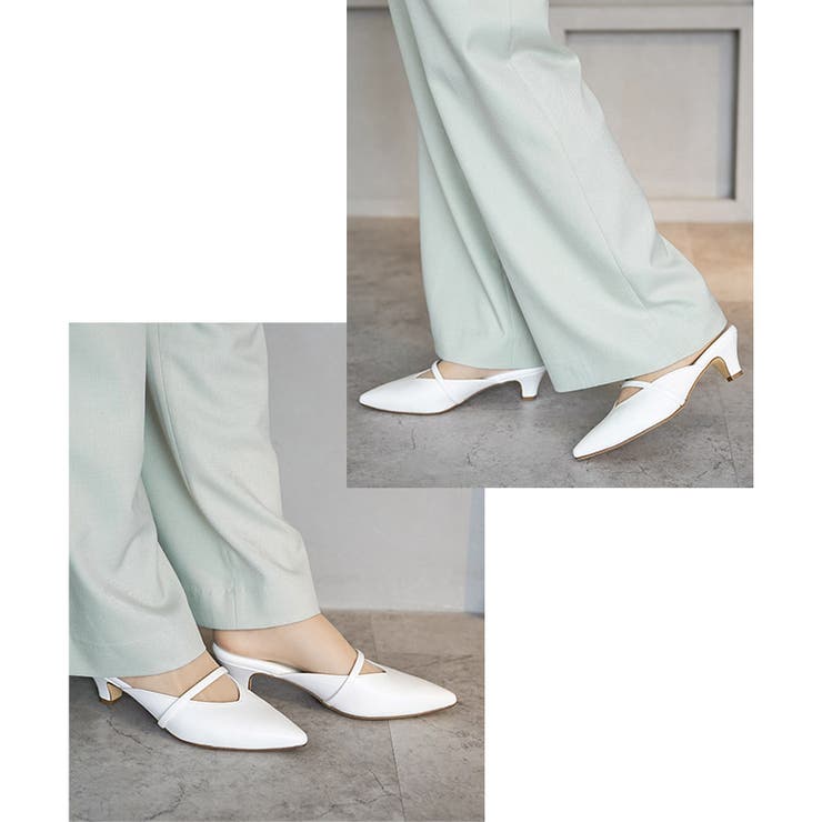 日本製 ポインテッドトゥ バンド ストラップ ミュール パンプス | SHOE FANTASY | 詳細画像29 