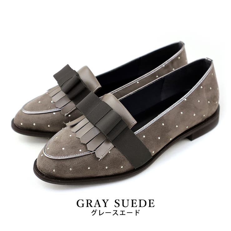 grayスエード | 日本製 グログランリボン タッセル ローファー レイン 晴雨兼用 | SHOE FANTASY