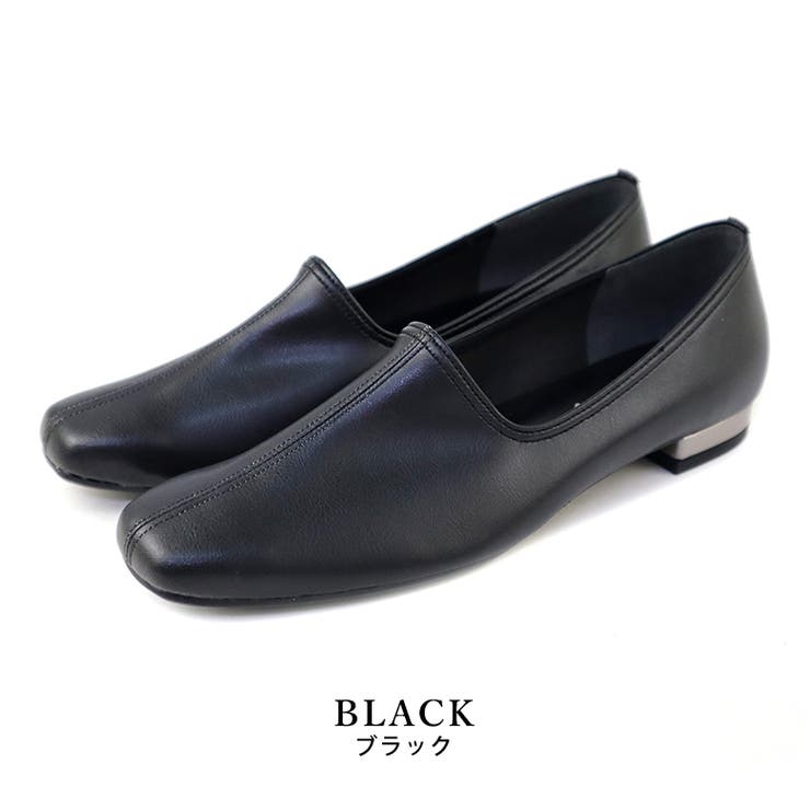 black | 日本製 ストレッチ シンプル スリッポン ローヒール 幅広 | SHOE FANTASY