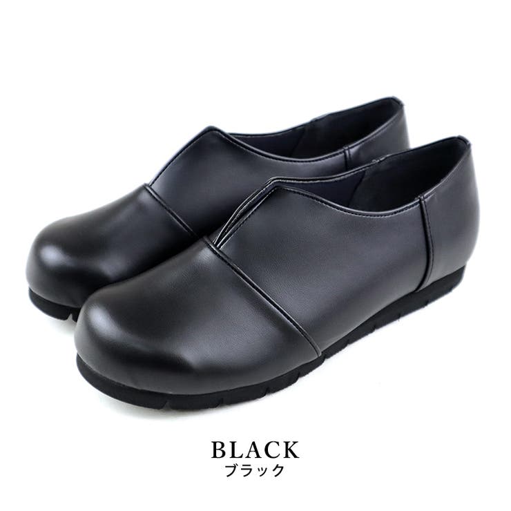 black | 日本製 スリット カジュアル ソフト シューズ 幅広 ゆったり | SHOE FANTASY