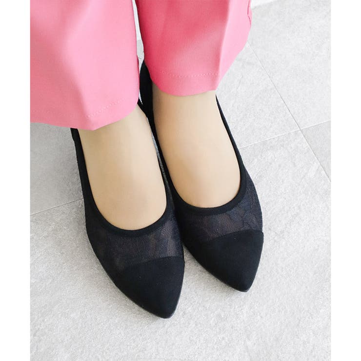日本製 ポインテッド チュールパンプス 6cmヒール 花柄 水玉 合皮 | SHOE FANTASY | 詳細画像18 