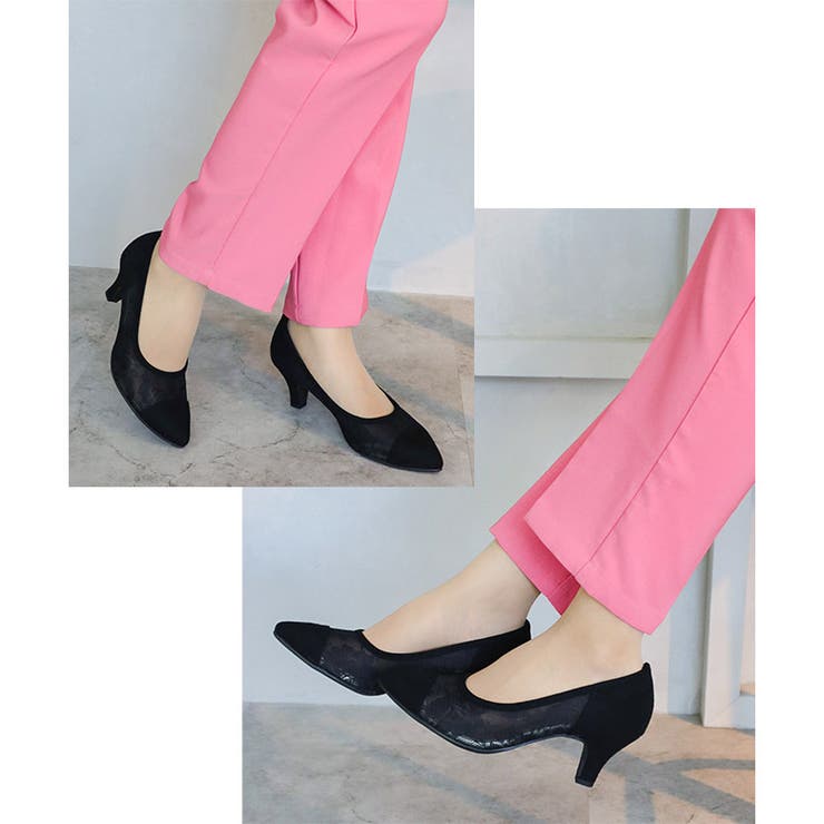 日本製 ポインテッド チュールパンプス 6cmヒール 花柄 水玉 合皮 | SHOE FANTASY | 詳細画像19 