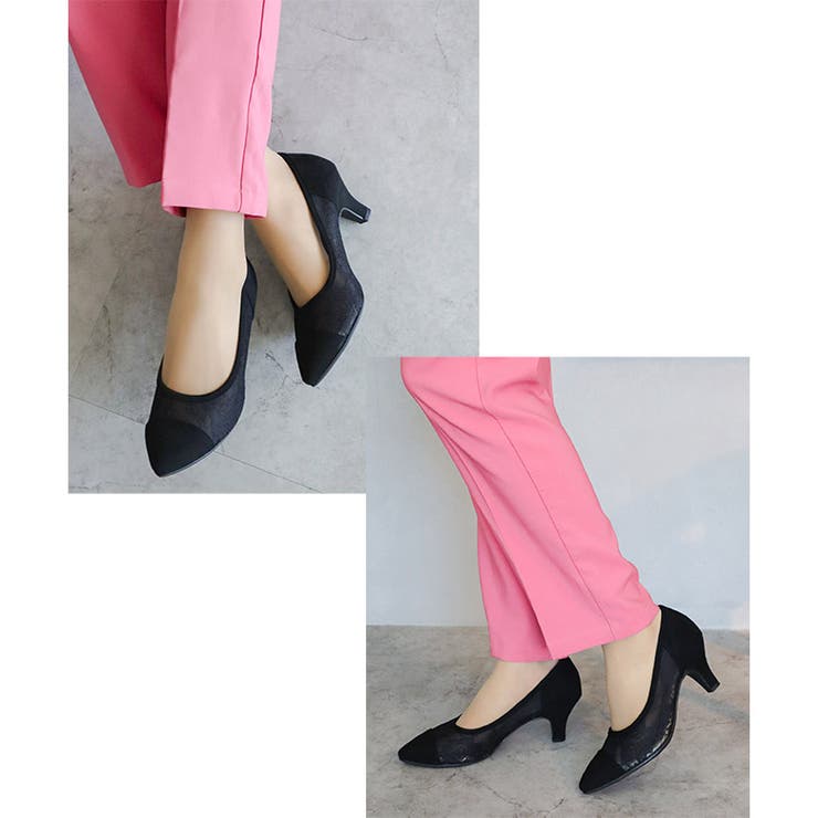 日本製 ポインテッド チュールパンプス 6cmヒール 花柄 水玉 合皮 | SHOE FANTASY | 詳細画像20 